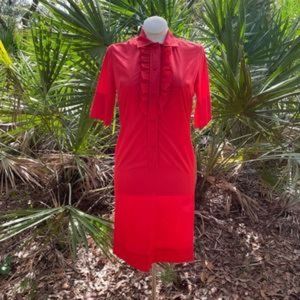 Shirt Dress Red Short Sleeve